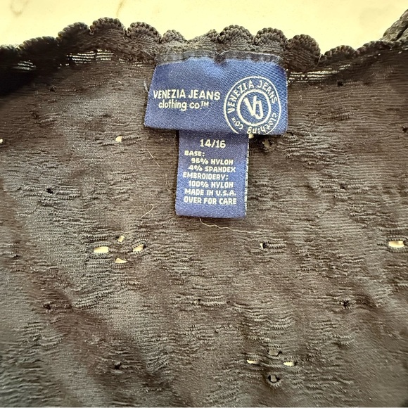 Venezia Jeans Size 14/16 Black Lace Sleeveless Corset Tank Top - Goth Plus Size - Picture 4 of 7